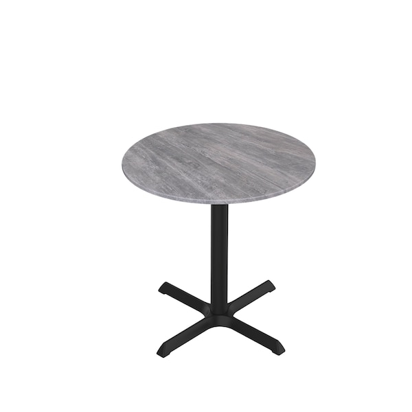 30 Tall OD211 Black Table Base w30x30 foot and 32 Diameter Greystone Top, IndoorOutdoor